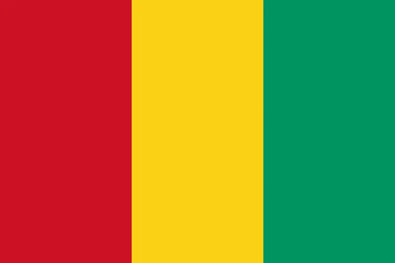 Bandeira da Guiné com listras verticais vermelha, amarela e verde - Flag of Guinea with vertical red, yellow, and green stripes