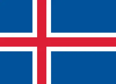 Bandeira da Islândia com cruz nórdica vermelha e branca em fundo azul - Flag of Iceland with red and white Nordic cross on blue background