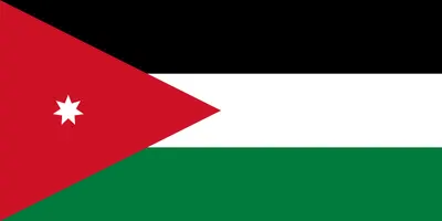 Bandeira da Jordânia com faixas preta, branca, verde e triângulo vermelho com estrela - Flag of Jordan with black, white, green stripes and red triangle with star