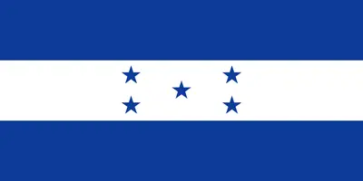 Bandeira de Honduras com duas faixas azuis horizontais e uma faixa branca central com cinco estrelas azuis - Flag of Honduras with two horizontal blue stripes and a central white stripe with five blue stars