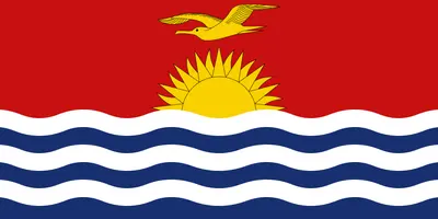 Bandeira de Kiribati com fragata, sol e ondas - Flag of Kiribati with frigate bird, sun, and waves