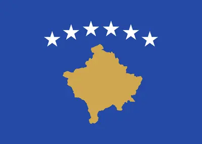 Bandeira de Kosovo com mapa dourado e seis estrelas brancas - Flag of Kosovo with golden map and six white stars