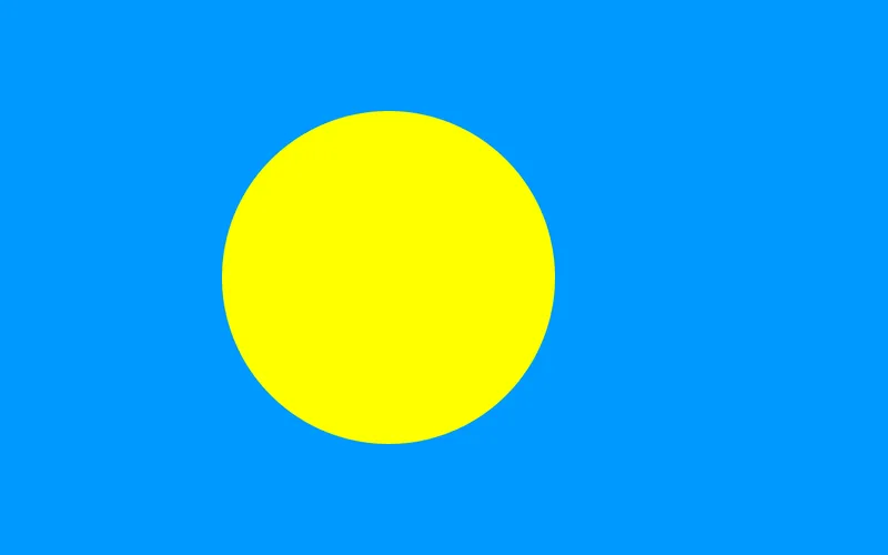 Bandeira de Palau com fundo azul e círculo amarelo - Flag of Palau with blue background and yellow circle