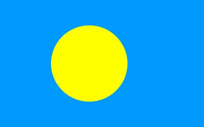 Bandeira de Palau com fundo azul e círculo amarelo - Flag of Palau with blue background and yellow circle