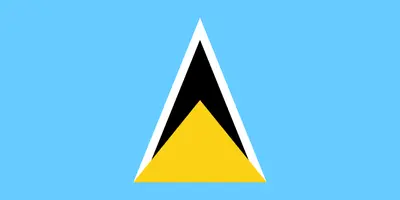 Bandeira de Santa Lúcia PNG com fundo azul - Saint Lucia Flag PNG with blue background