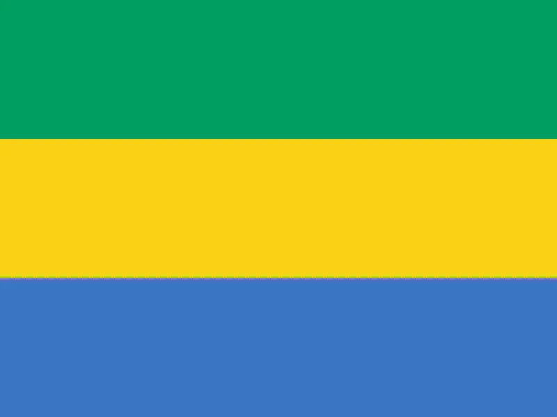 Bandeira do Gabão com listras horizontais verde, amarela e azul PNG - Flag of Gabon with horizontal green, yellow, and blue stripes PNG