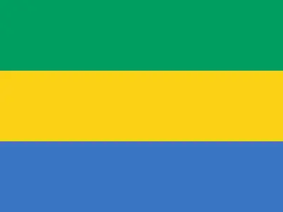 Bandeira do Gabão com listras horizontais verde, amarela e azul PNG - Flag of Gabon with horizontal green, yellow, and blue stripes PNG
