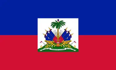 Bandeira do Haiti com faixas azul e vermelho e brasão de armas - Flag of Haiti with blue and red stripes and coat of arms