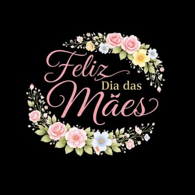 Feliz Dia das Mães PNG floral fundo transparente - Happy Mother's Day floral PNG transparent background