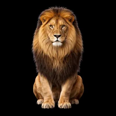 Leão Majestoso Sentado PNG fundo transparente - Lion Majestic Sitting transparent background PNG