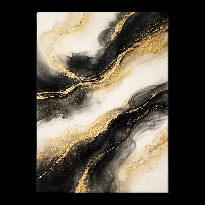 Abstrato Moderno: Elegância em Ouro e Preto Fluido PNG fundo transparente - Abstract Modern Elegance Gold Black Fluido t