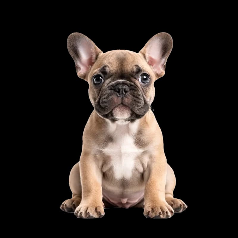 Adorável filhote de Bulldog Francês olhando para câmera PNG fundo transparente