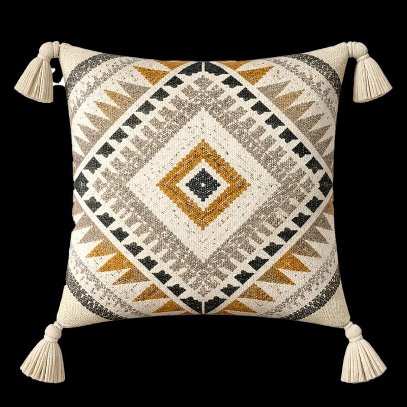 Almofada Decorativa Geométrica com Borlas PNG fundo transparente - Pillow Decorative Geométrica Borlas transparent backg