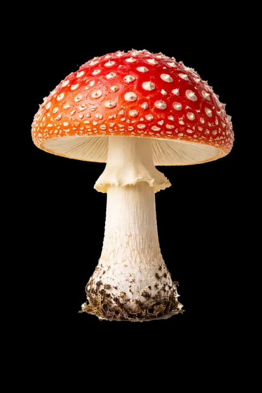 Amanita Muscaria: Cogumelo Vermelho e Branco Vibrante PNG fundo transparente