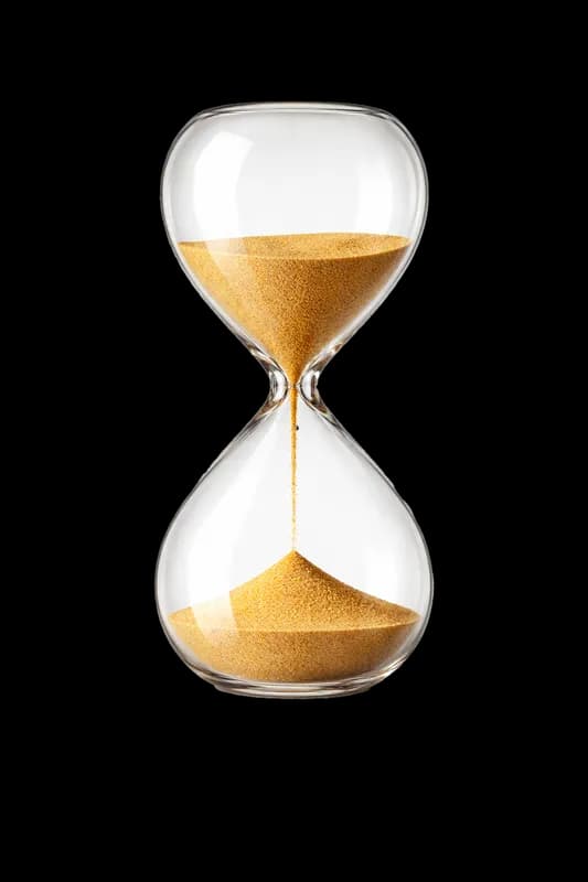 Ampulheta com Areia Dourada Caindo - Símbolo do Tempo PNG fundo transparente