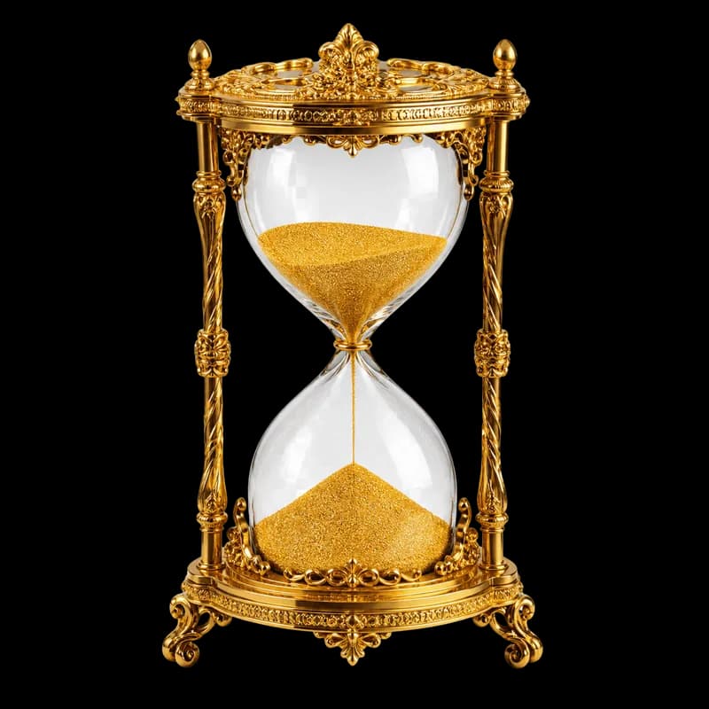 Ampulheta dourada PNG fundo transparente - Golden hourglass transparent background PNG