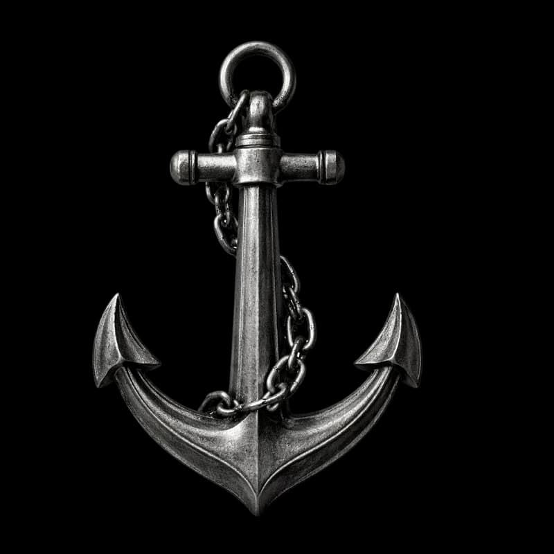 Âncora Metálica Clássica com Corrente PNG fundo transparente