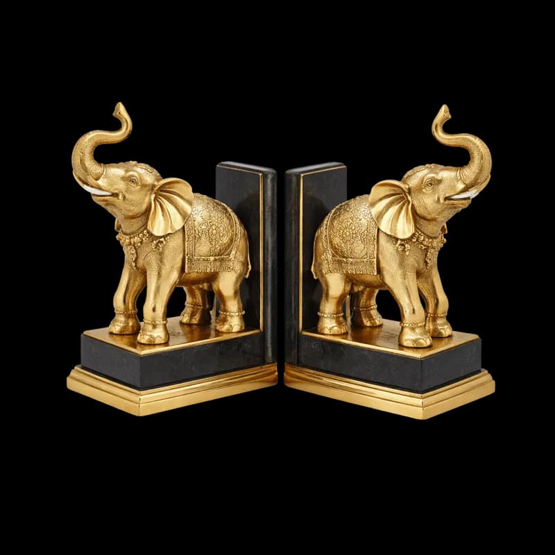 Aparadores de Livros Elefantes Dourados Luxuosos PNG fundo transparente - Aparadores Books Elefantes Golden Luxuosos tra
