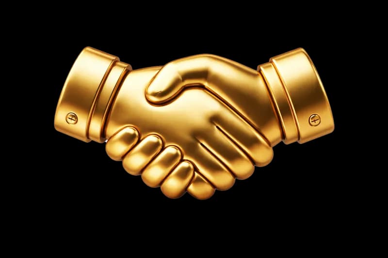 Aperto de Mãos Dourado 3D PNG fundo transparente