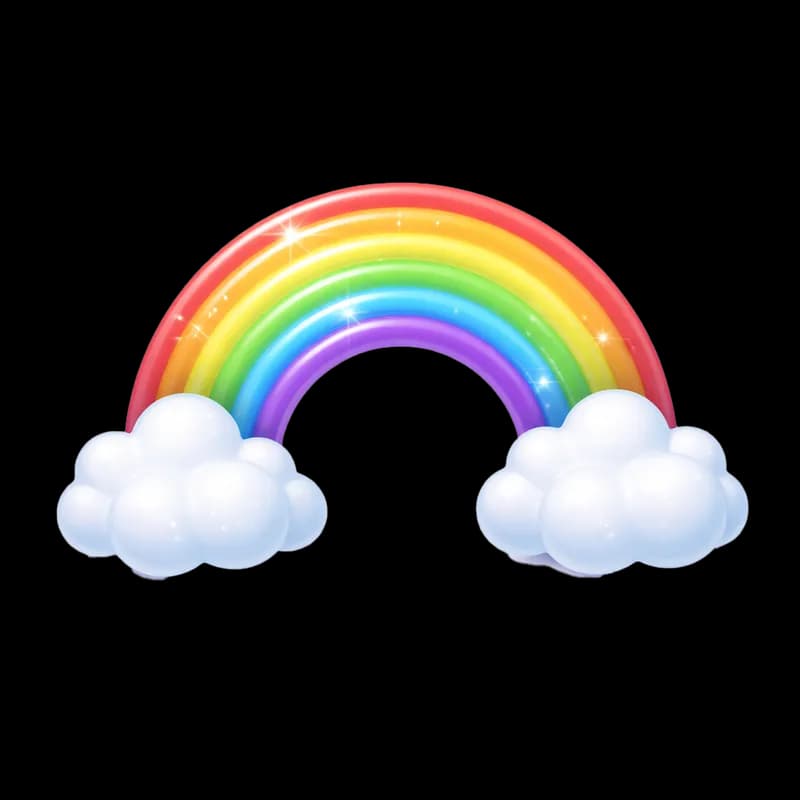 Arco-íris Vibrante com Nuvens Fofas PNG fundo transparente