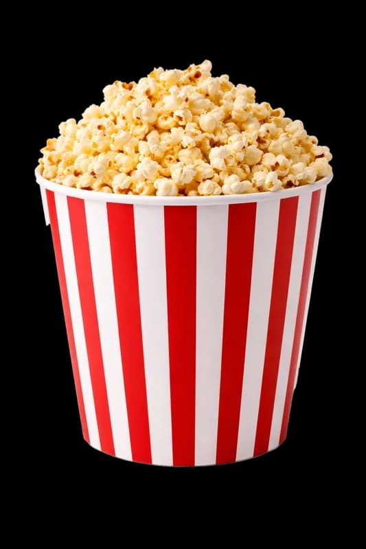 Balde de Pipoca Vermelho e Branco Cheio PNG fundo transparente