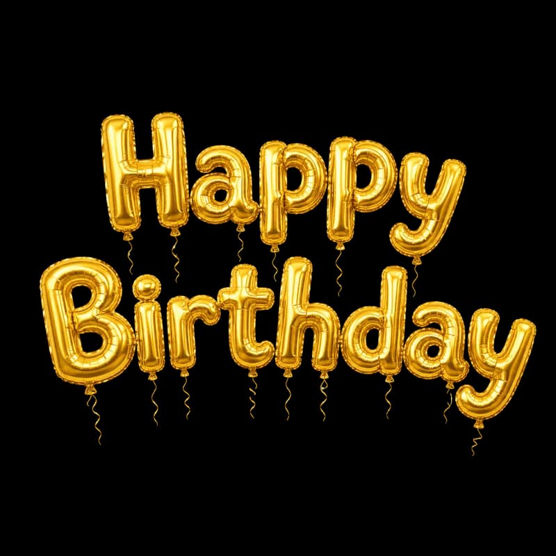 Balões dourados Feliz Aniversário PNG fundo transparente - Golden Happy Birthday balloons PNG transparent background