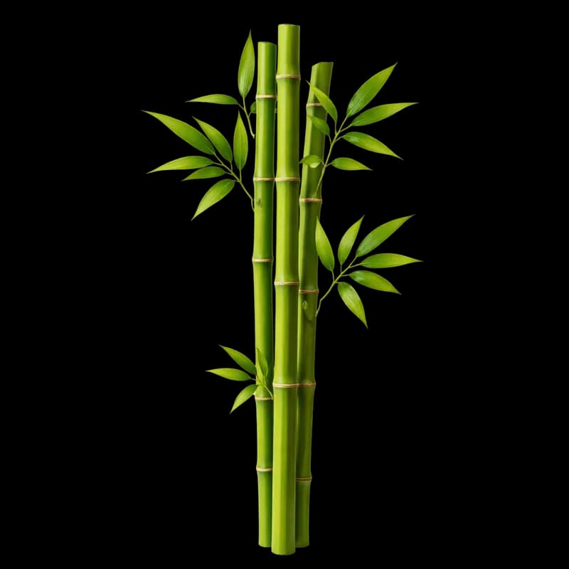 Bambu Verde Vibrante com Folhas PNG fundo transparente - Bamboo Green Vibrant Leaves transparent background PNG