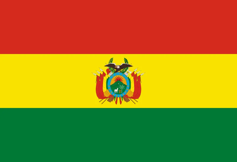 Bandeira da Bolívia com Emblema Nacional PNG fundo transparente