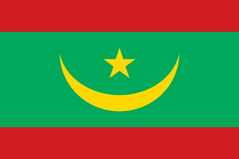 Bandeira da Mauritânia PNG fundo verde crescente e estrela - Flag of Mauritania green background crescent star PNG