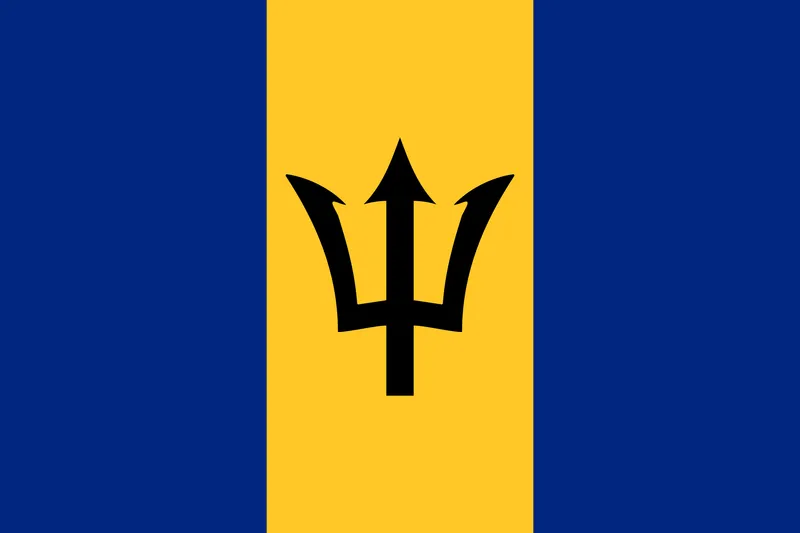 Bandeira de Barbados com Tridente PNG fundo transparente