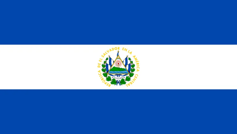 Bandeira de El Salvador com Brasão de Armas PNG fundo transparente