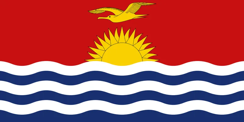 Bandeira de Kiribati com fragata, sol e ondas - Flag of Kiribati with frigate bird, sun, and waves