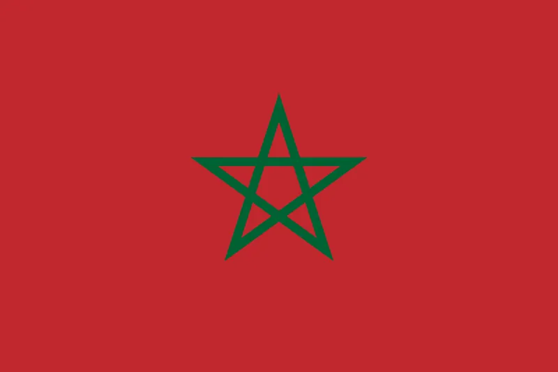 Bandeira de Marrocos com fundo vermelho e estrela verde - Flag of Morocco with red background and green star