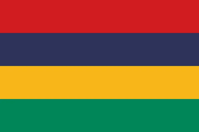 Bandeira de Maurício com listras horizontais coloridas - Flag of Mauritius with horizontal colored stripes