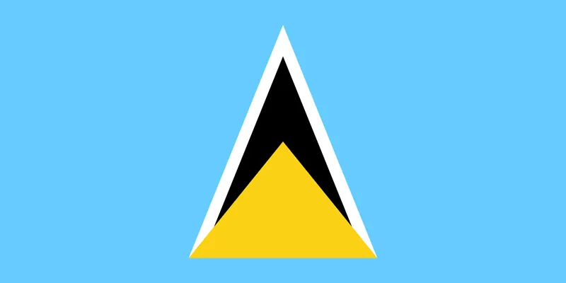 Bandeira de Santa Lúcia PNG com fundo azul - Saint Lucia Flag PNG with blue background