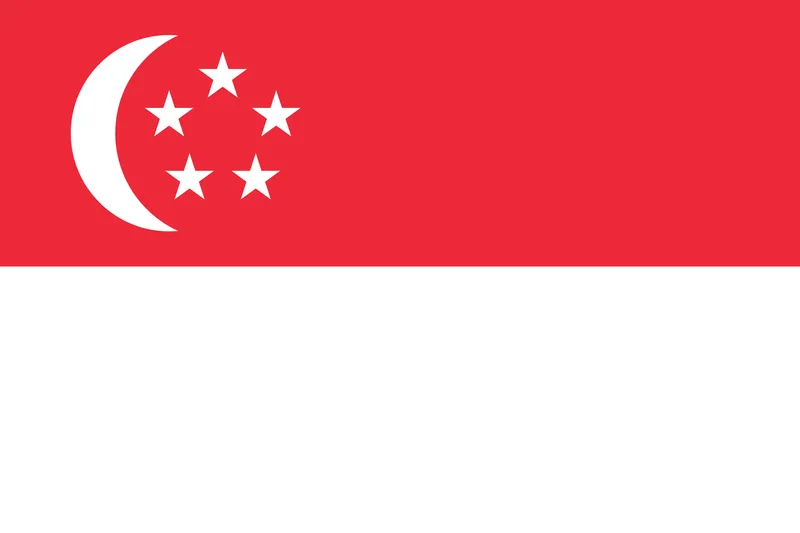 Bandeira de Singapura PNG com lua crescente e estrelas - Flag of Singapore PNG with crescent moon and stars
