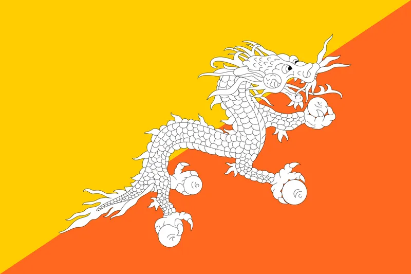 Bandeira do Butão com Dragão Branco PNG fundo transparente