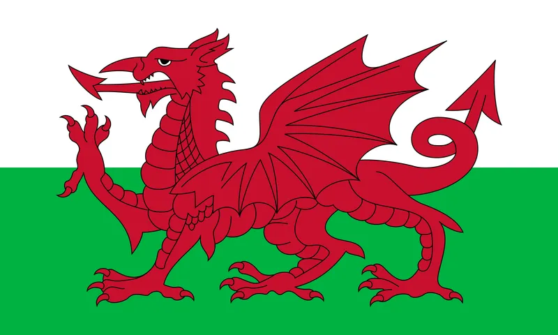 Bandeira do País de Gales com dragão vermelho - Flag of Wales with red dragon