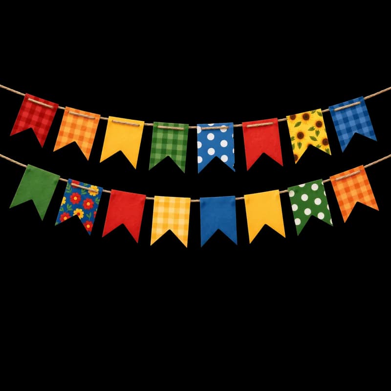 Bandeirinhas de Festa Junina coloridas PNG - Colorful Festa Junina flags transparent background PNG