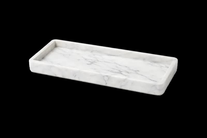 Bandeja Retangular de Mármore Branco PNG fundo transparente - Tray Retangular Mármore White transparent background PNG