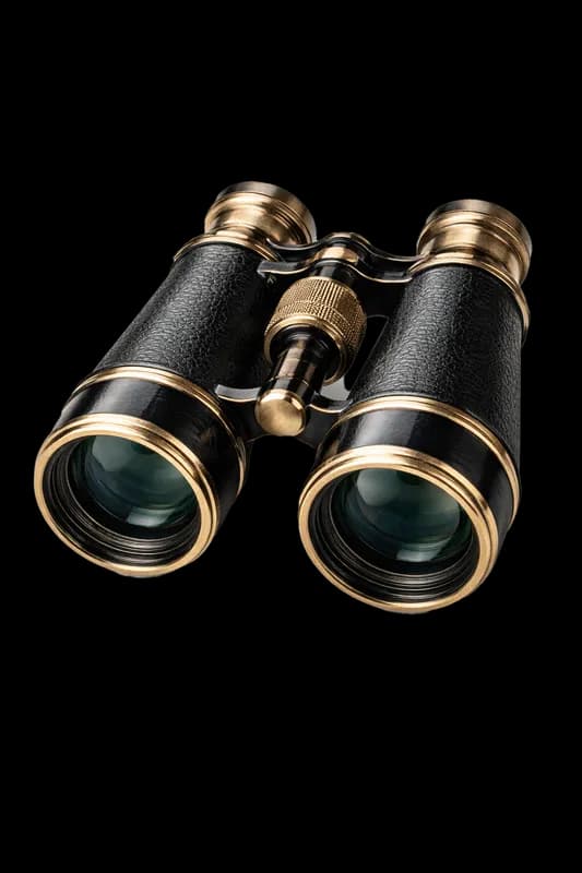 Binóculos Clássicos com Detalhes Dourados PNG fundo transparente