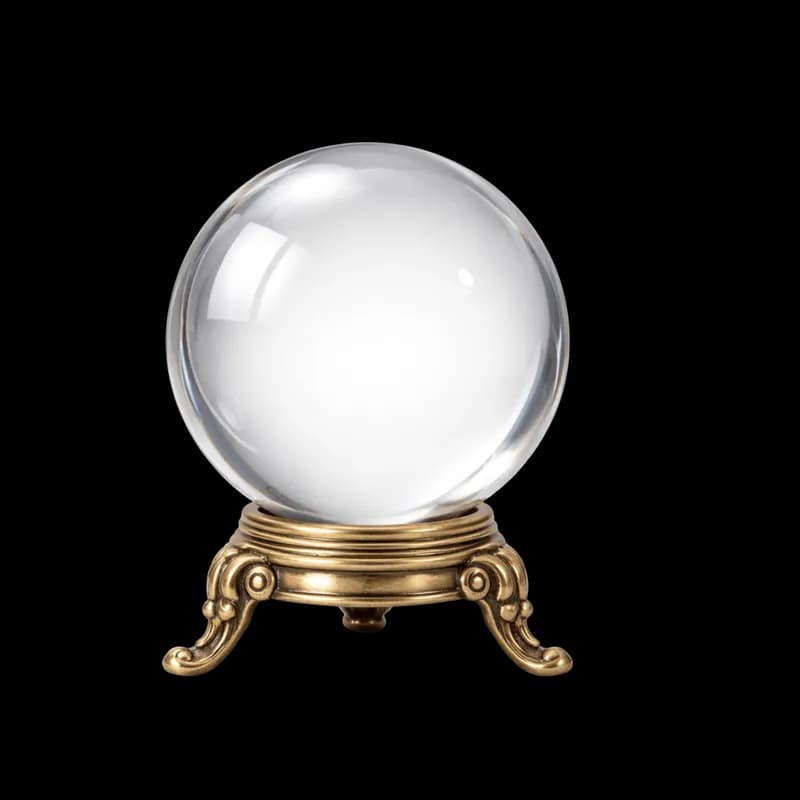 Bola de Cristal Transparente com Suporte Dourado PNG fundo transparente - Bola Cristal Transparente Holder Golden transp
