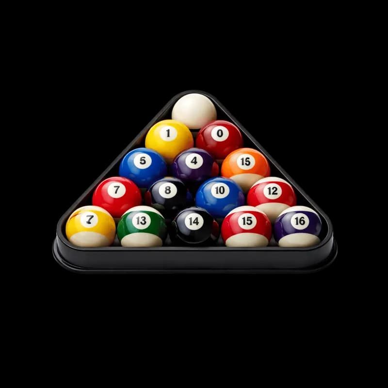 Bolas de Bilhar Coloridas em Rack Triangular PNG fundo transparente - Bolas Billiards Coloridas Rack Triangular transpar