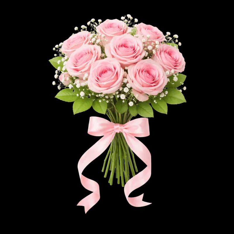 Buquê de Rosas Rosa PNG fundo transparente - Pink Roses Bouquet transparent background PNG