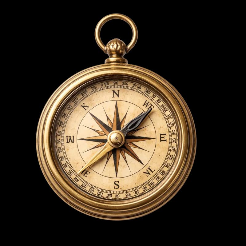 Bússola de Bolso Vintage Dourada PNG fundo transparente