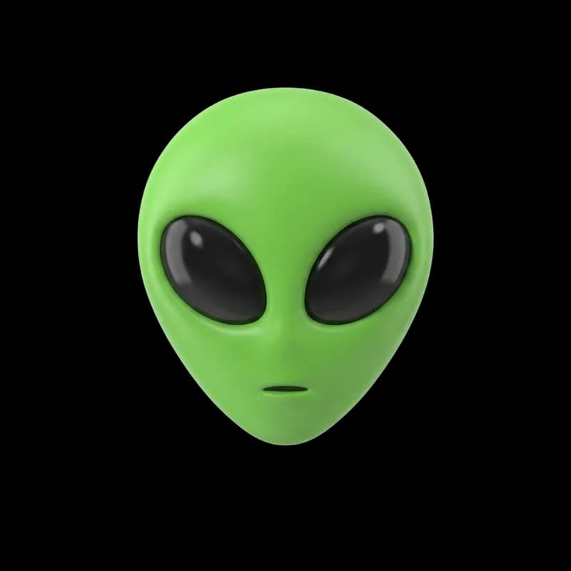 Cabeça de Alienígena Verde Emoji 3D PNG fundo transparente - Cabeça Alien Green Emoji 3d transparent background PNG