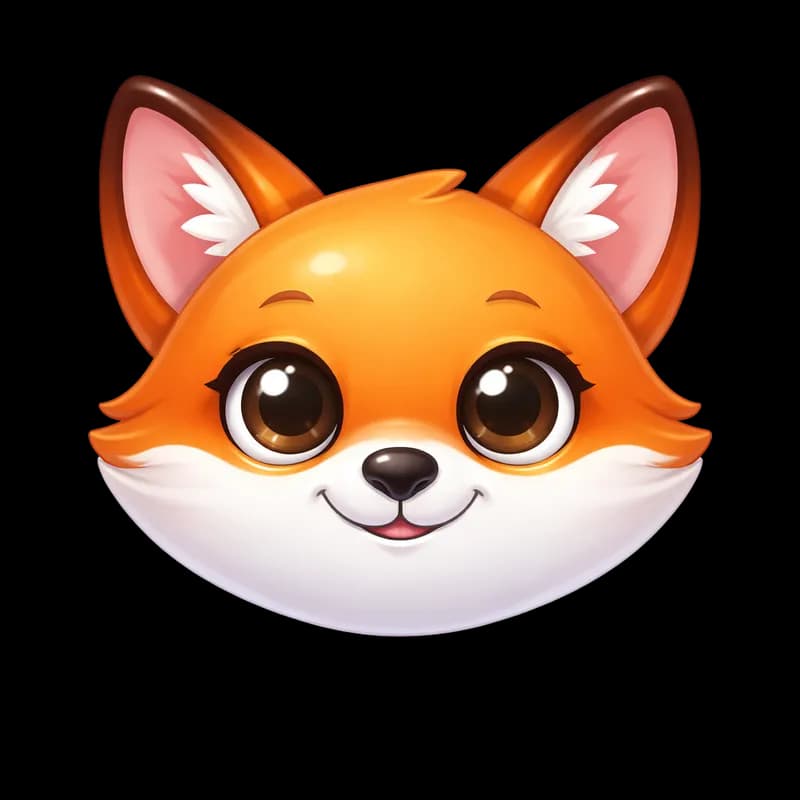 Cabeça de Raposa Cartoon Fofa e Brilhante PNG fundo transparente