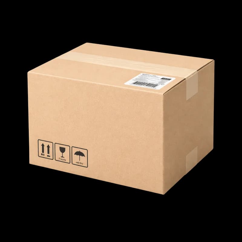 Caixa de papelão PNG com símbolos de envio - Cardboard box PNG with shipping symbols