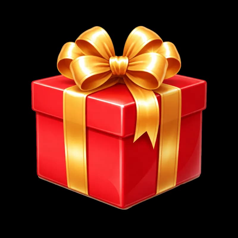 Caixa de presente vermelha com laço dourado brilhante PNG fundo transparente