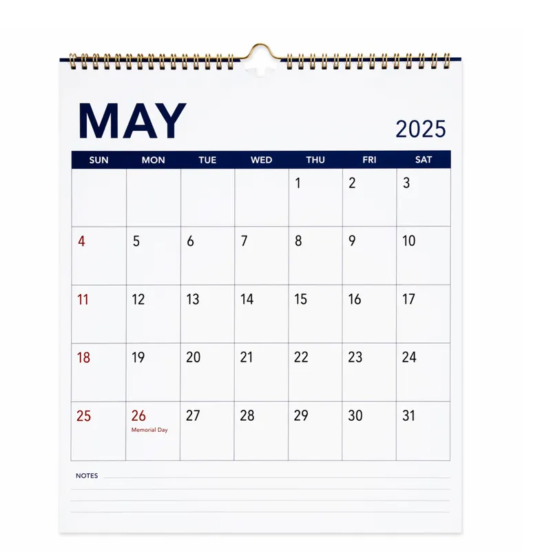 Calendário de maio de 2025 com feriado Memorial Day - May 2025 calendar with Memorial Day holiday